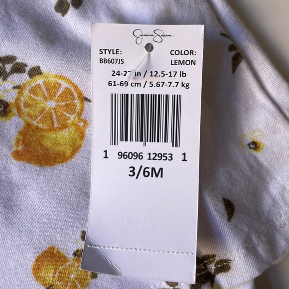 2/$30 Jessica Simpson Yellow Lemon Easy Match Middle Snap One Piece Size 3-6M - Picture 13 of 15